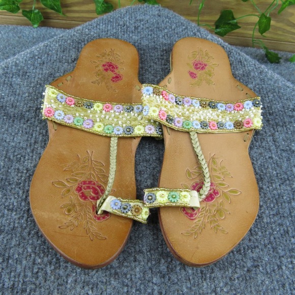 Naughty Monkey Women Thong Sandal Shoes Multicolor Leather Size 7.5 Medium - Picture 3 of 9